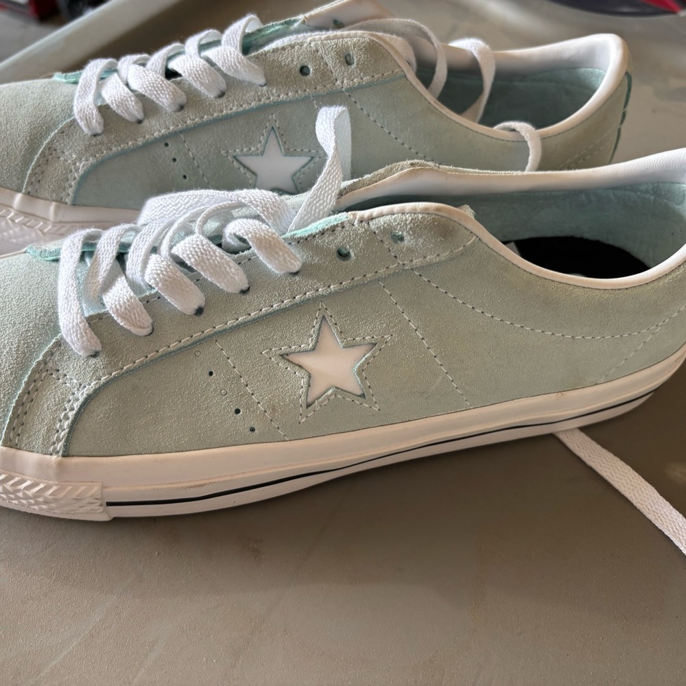 Converse Light Green Suede Shoes